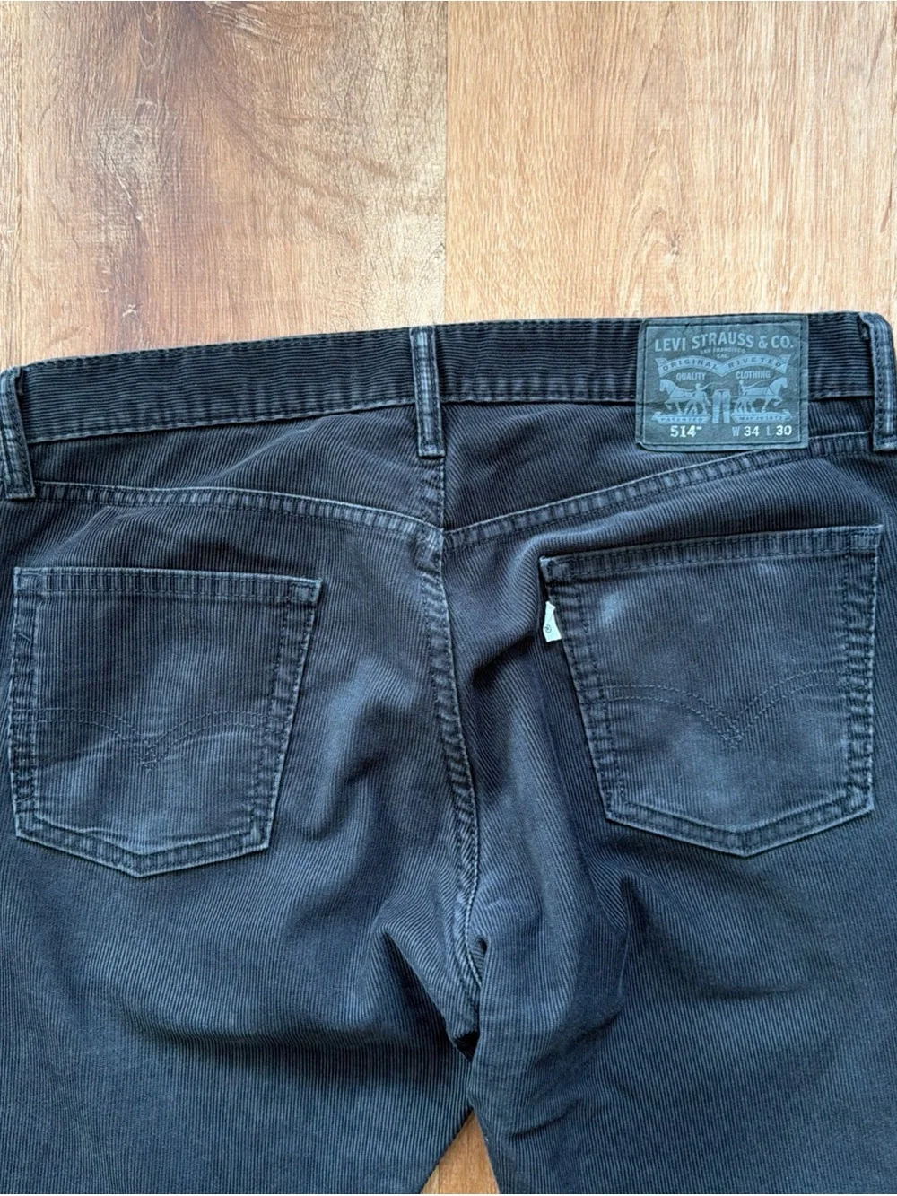 Levi's 514 Men's 34 Black Corduroy Straight Fit Pants Fall Classic